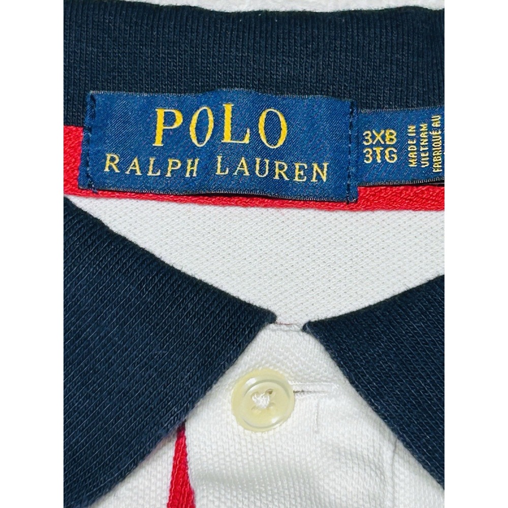 Polo Ralph Lauren Men's 3XB Big Pony Polo Shirt Colorblock White Navy Red 3XB - Picture 5 of 8